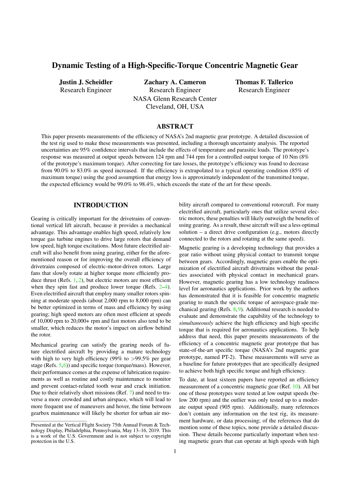 Page 1 du document anglais de la NASA : titre, trois auteurs et affiliation, résumé et l'introduction sur deux colonnes